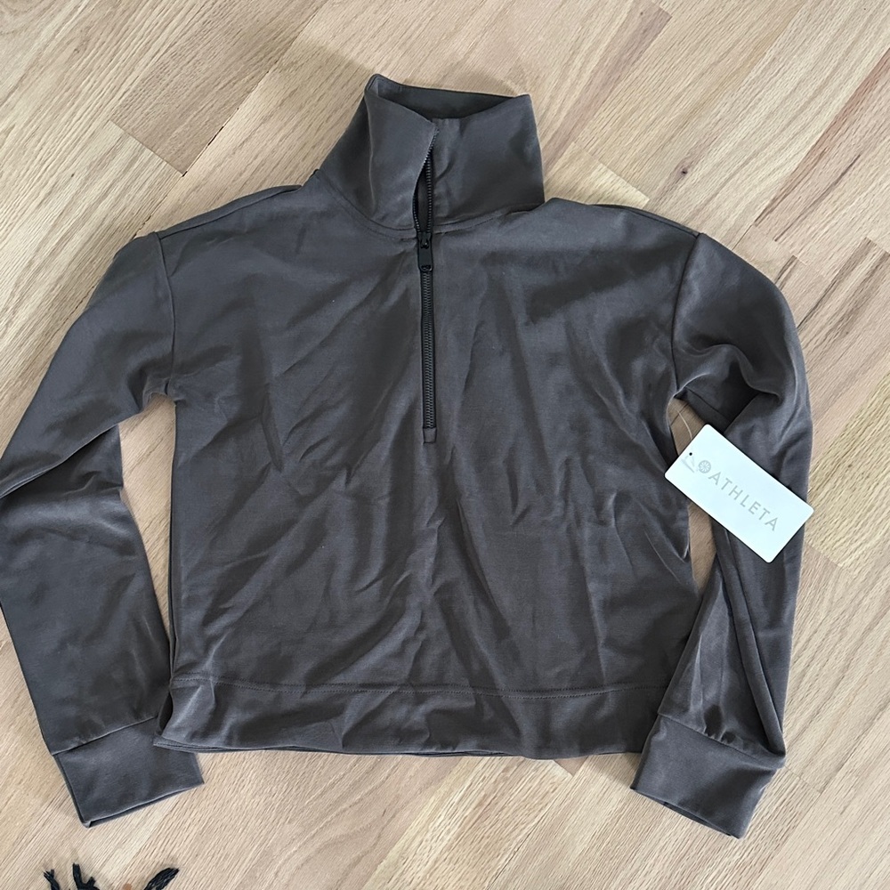 Athleta Charcoal Quarter-Zip Pullover